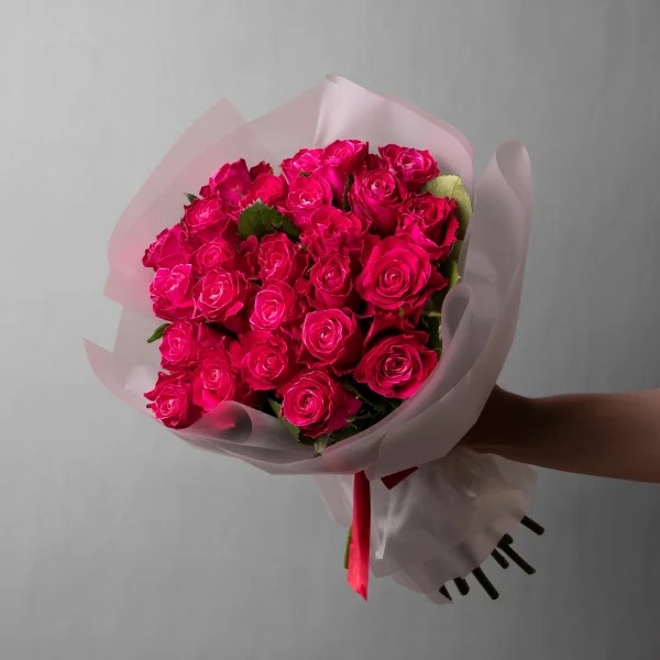 Букет "25 роза Кения" малиновый